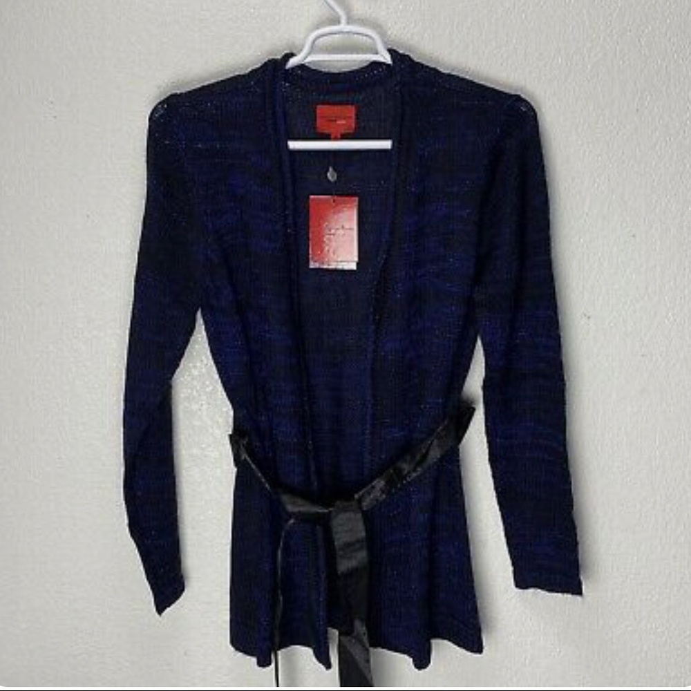 Narsico Rodriguez Design Nation Black Blue Marled Cardigan Sweater